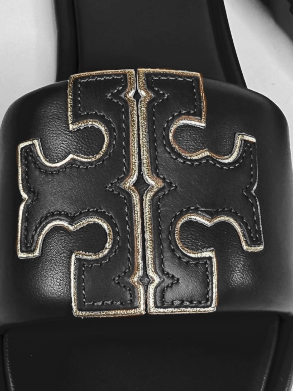 Tory Burch Double T Sport Slide Leather Sandals - Black - Picture 5 of 8